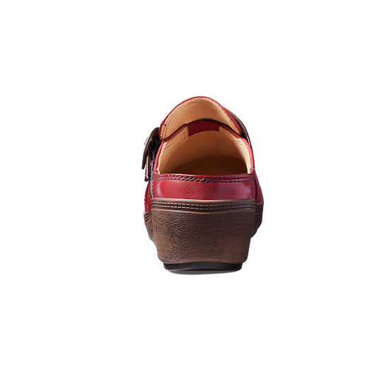 Women's Cascade Clog red leather heel