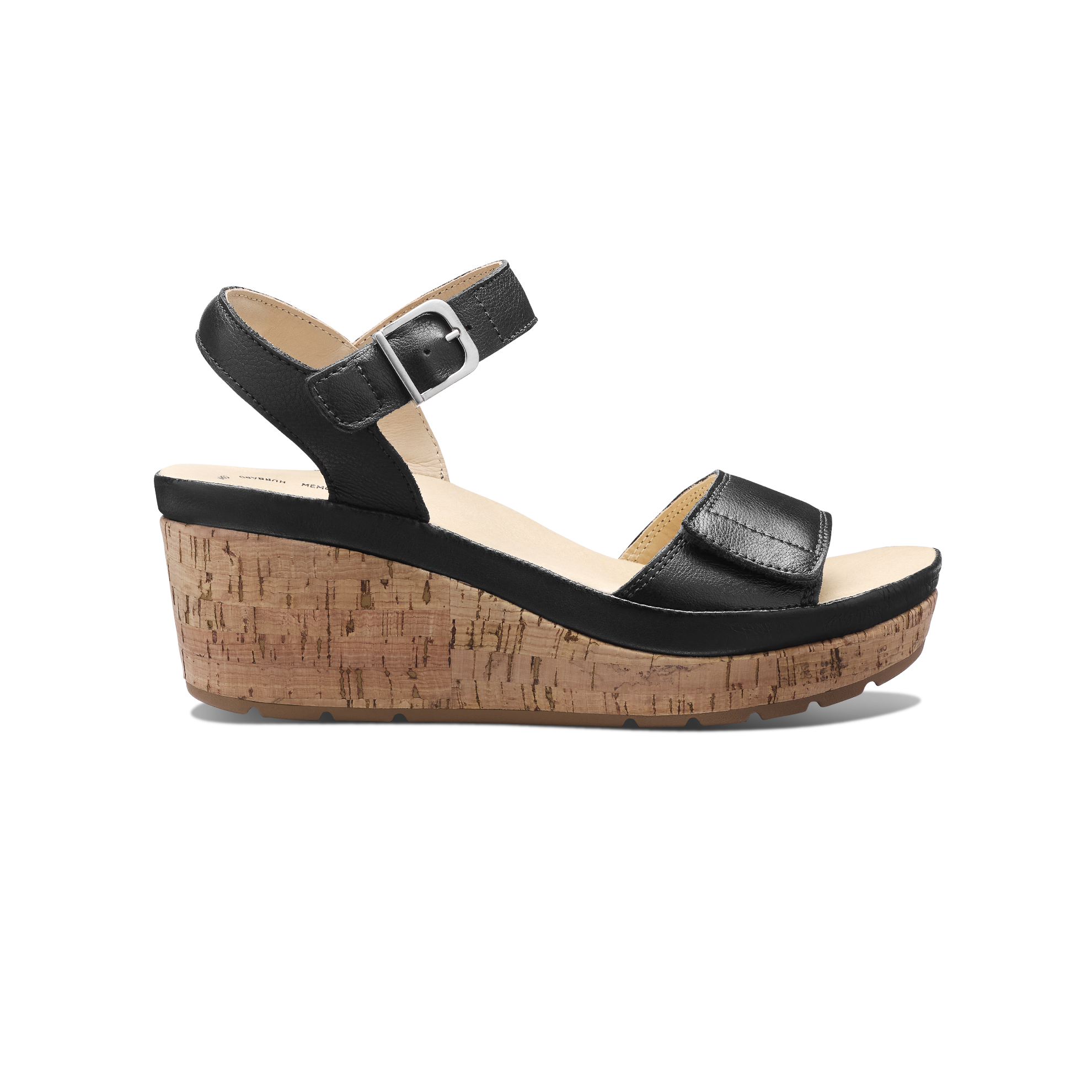 Women's Portola Two Strap Wedge | Black Leather – Samuel Hubbard
