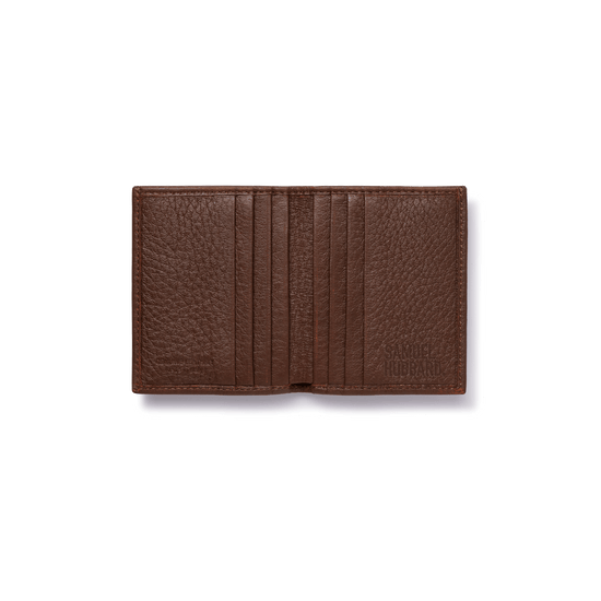 Compact Bifold Wallet Espresso Brown Leather Open