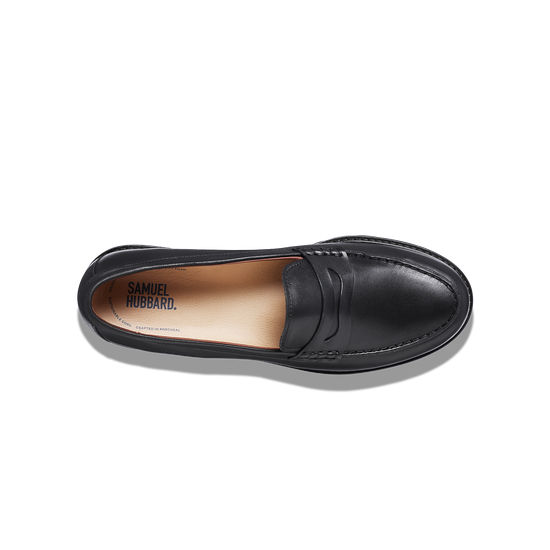 Tailored Traveler Classic Penny Loafer Black Leather overhead