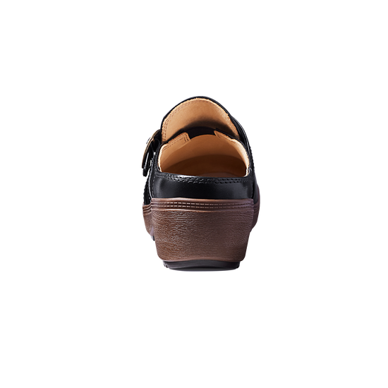 Women's Cascade Clog Black leather heel