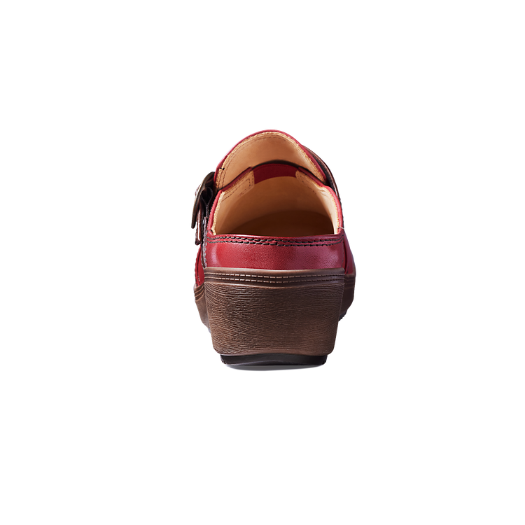 Women's Cascade Clog red leather heel