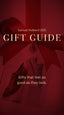 Gift guide cover with red shoes and bow, featuring 'Samuel Hubbard 2025' text.