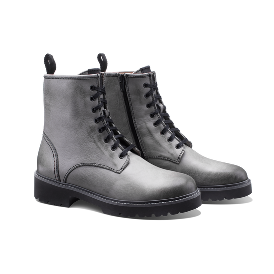  Lombard Women's Lace up Boot Gray Leather pair
