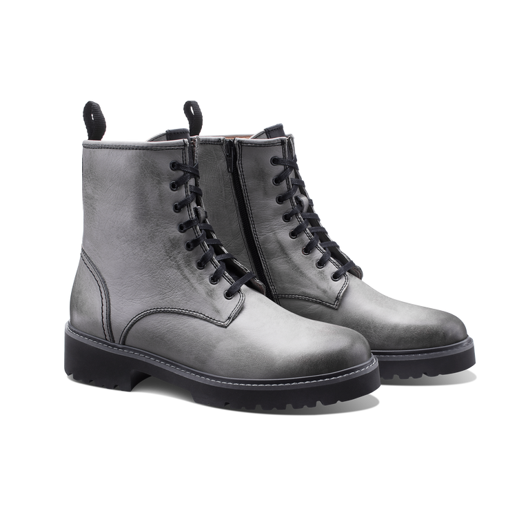  Lombard Women's Lace up Boot Gray Leather pair