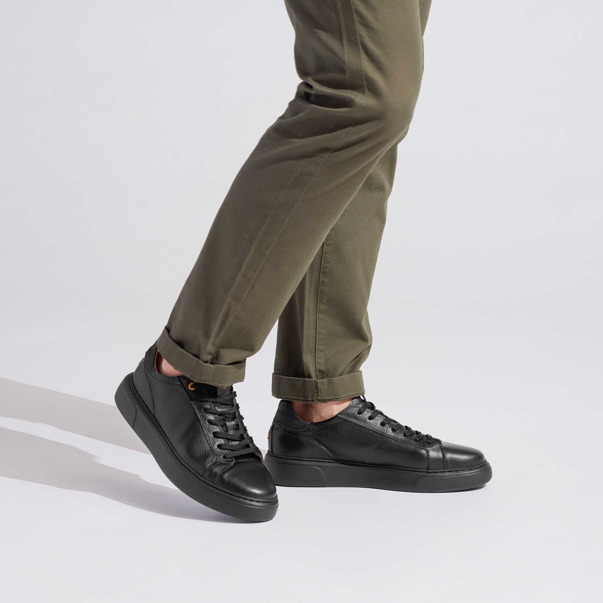 Men's Sunset Sneaker 2.0 | Black Leather on Black Sole – Samuel