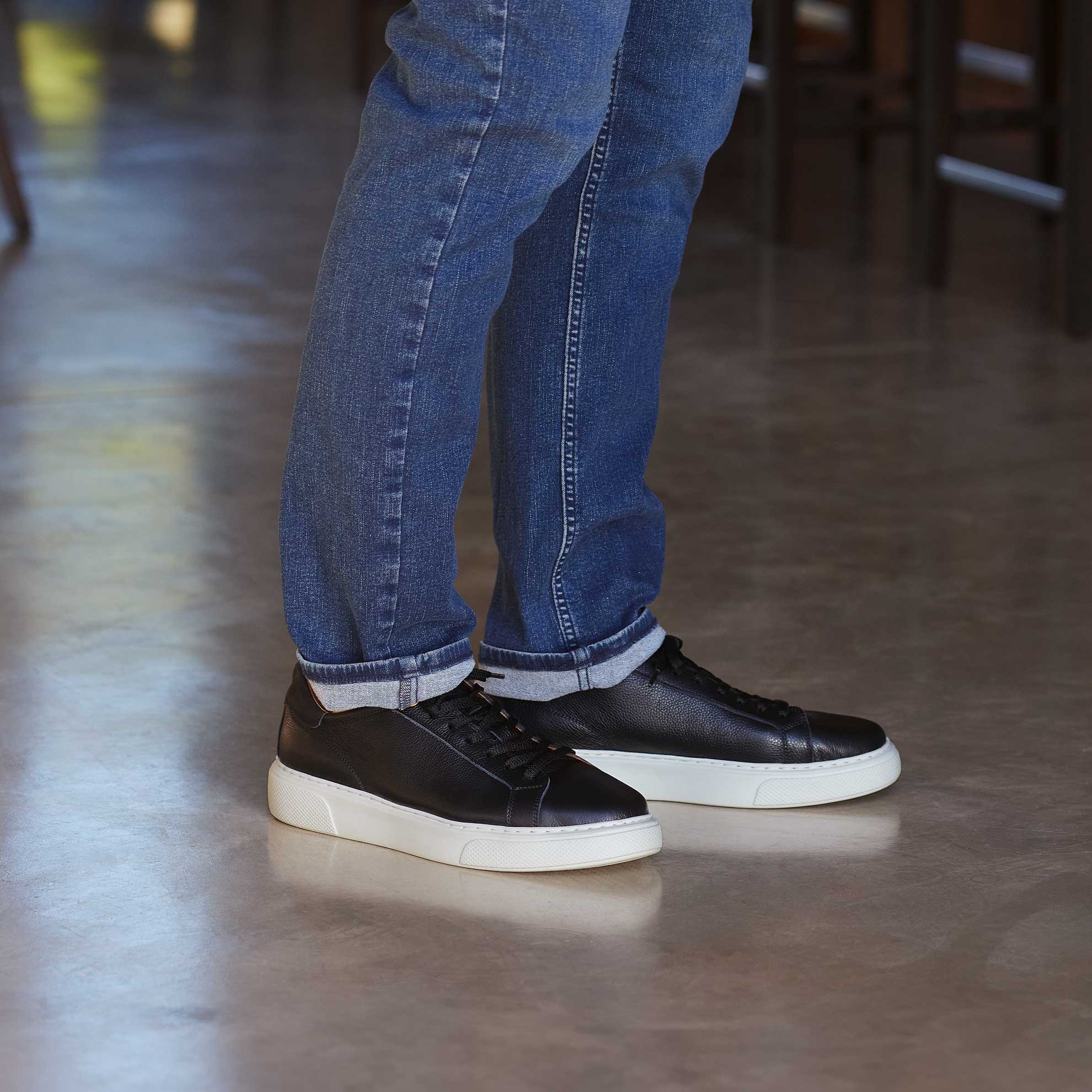 Men's Sunset Sneaker 2.0 | Black Leather on White Sole – Samuel