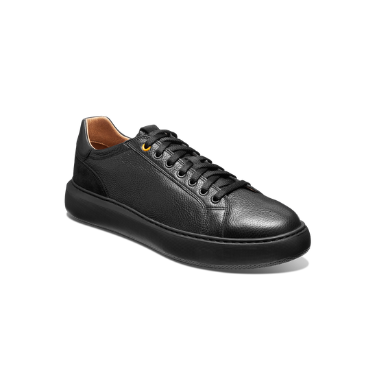 Sunset Men's Modern Leather Sneakers Black Leather on black sole main