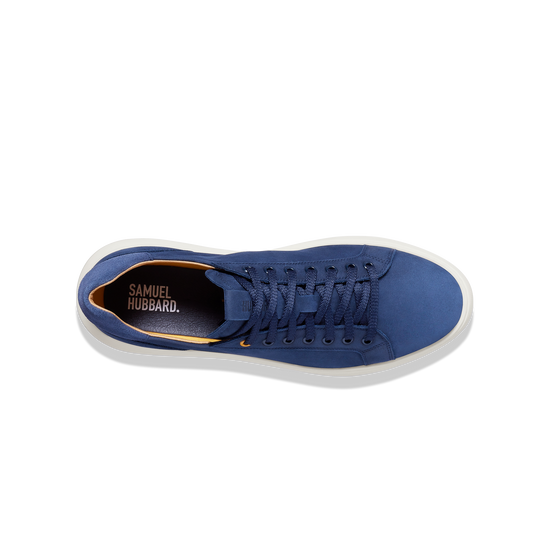  Sunset Men's Modern Leather Sneakers Blue Nubuck overhead