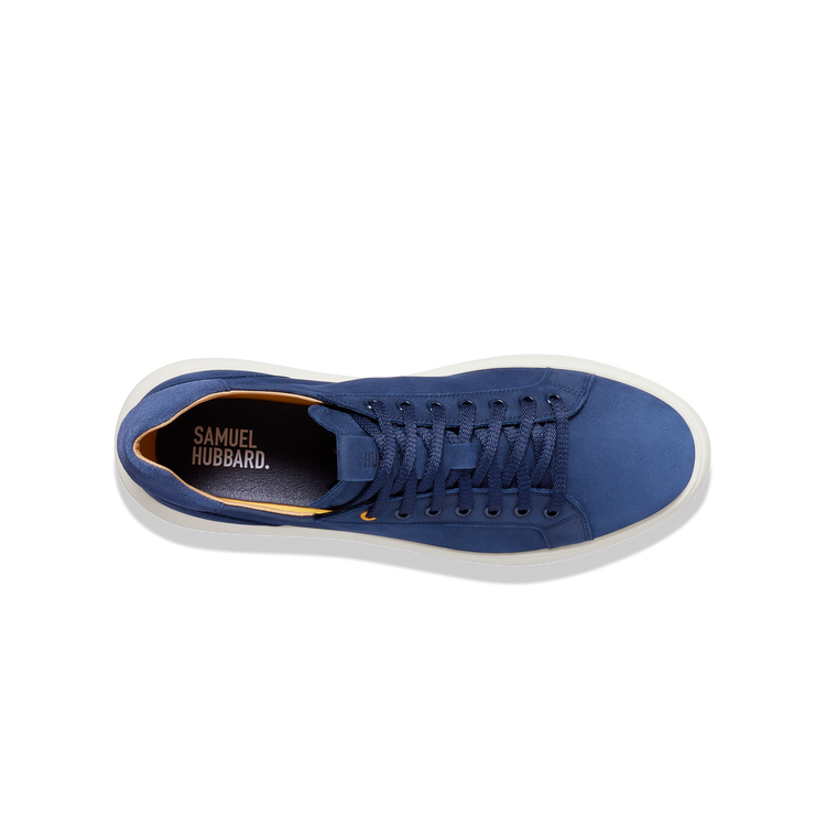  Sunset Men's Modern Leather Sneakers Blue Nubuck overhead