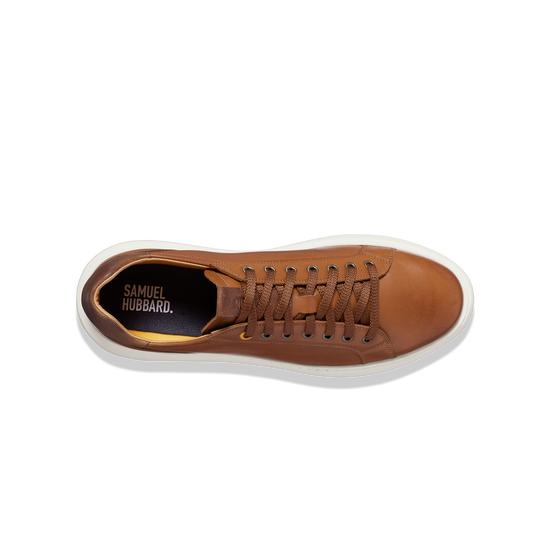 Sunset Men's Modern Leather Sneakers Tan Leather overhead
