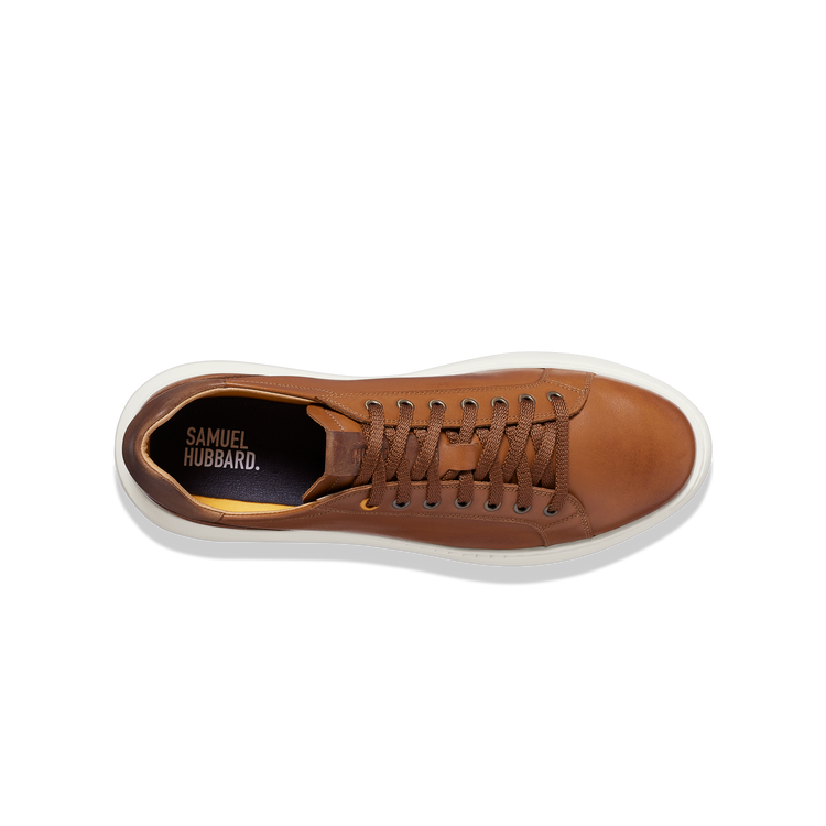 Sunset Men's Modern Leather Sneakers Tan Leather overhead