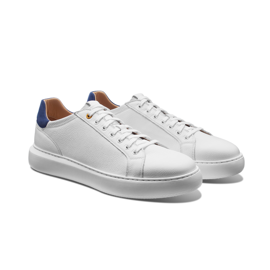 Sunset Men's Modern Leather Sneakers White Leather pair