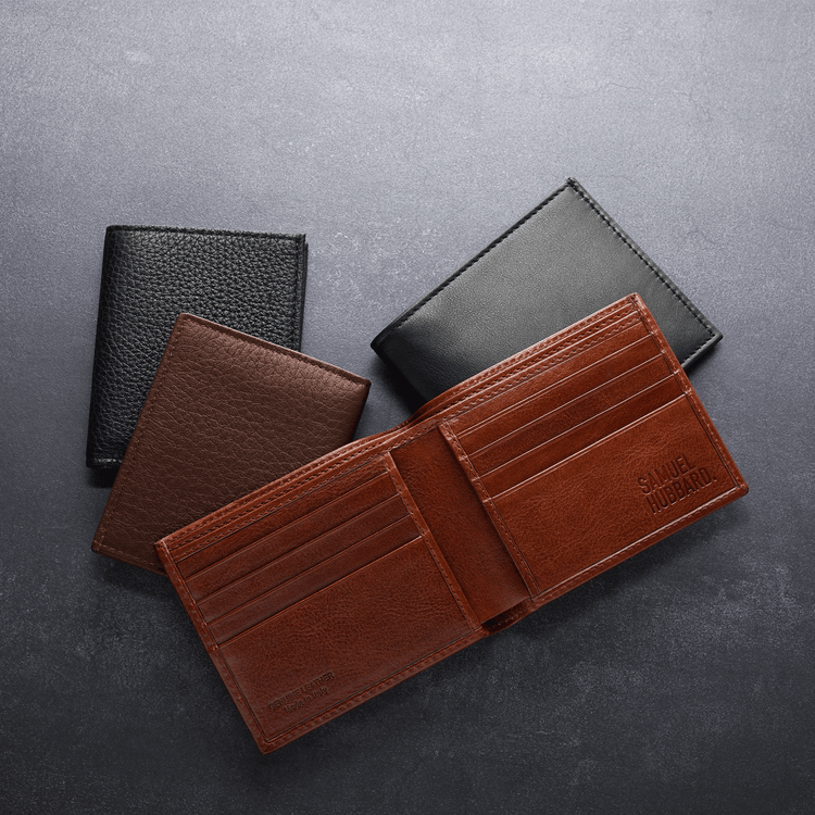 Slice Embossed Leather Small Slim Bifold Wallet