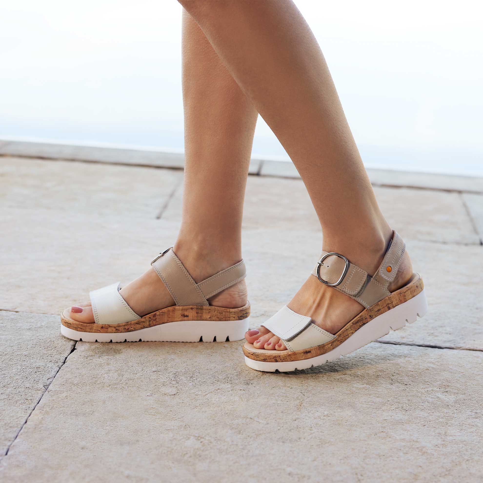 Women's Portola Two Strap Sandal | White Leather – Samuel Hubbard