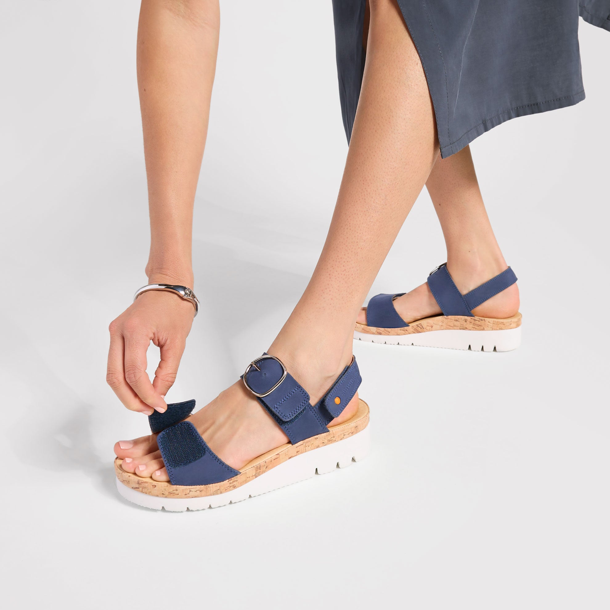Women's Portola Two Strap Sandal | Blue Nubuck – Samuel Hubbard