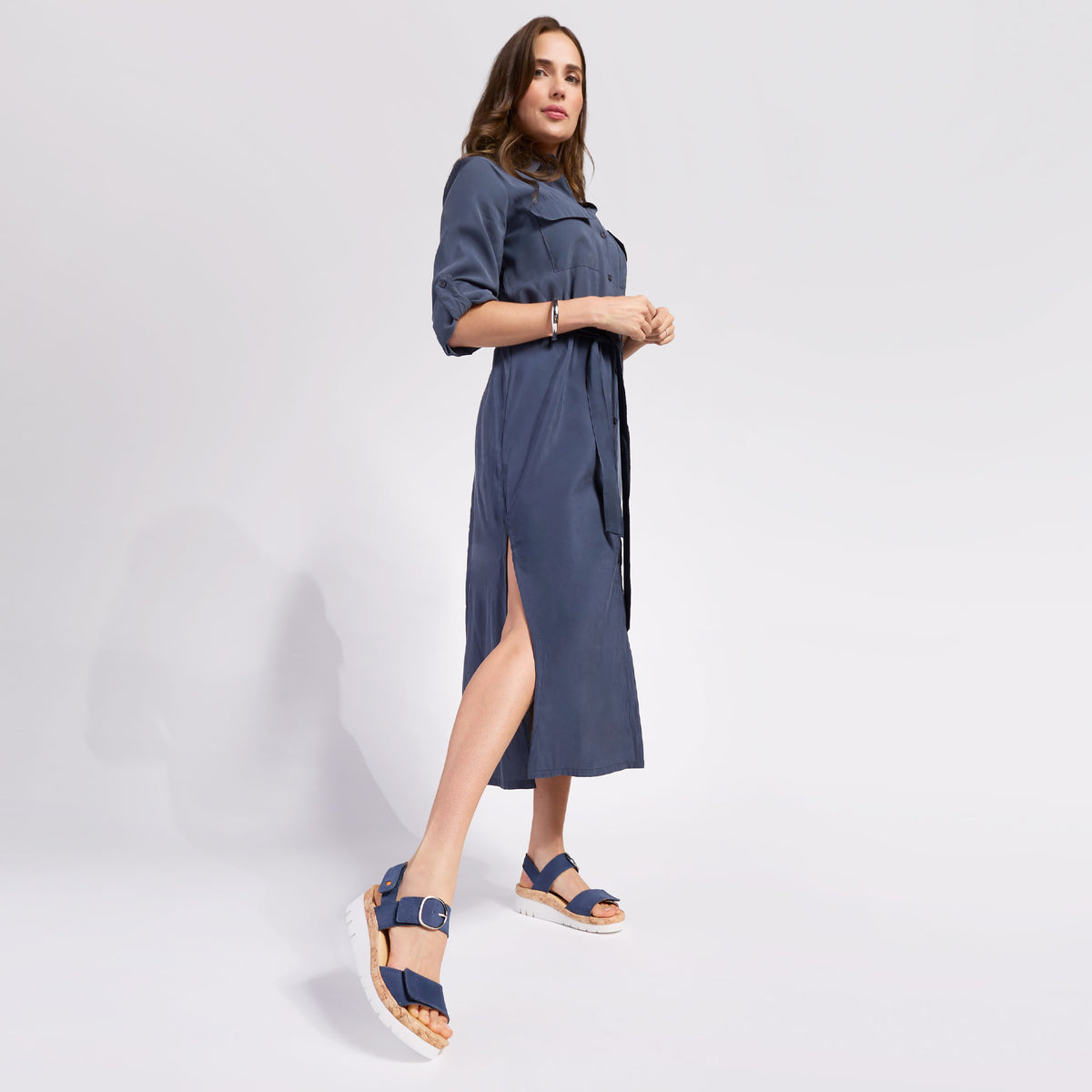 Women's Portola Two Strap Sandal | Blue Nubuck – Samuel Hubbard