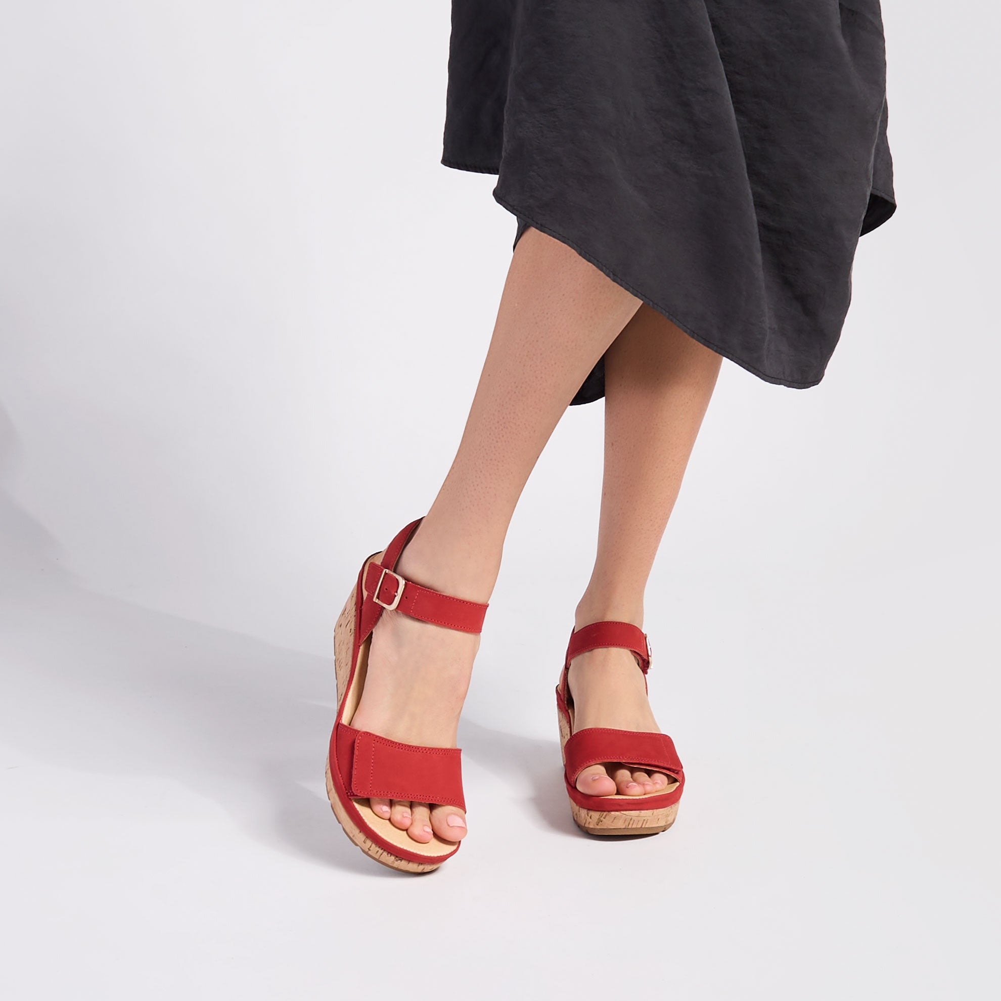 Women's Portola Two Strap Wedge | Red Nubuck – Samuel Hubbard