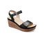 Women's Portola Two Strap Wedge Black Leather