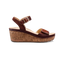 Women's Portola Two Strap Wedge Cognac Leather