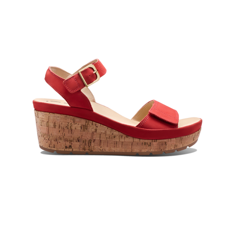Women's Portola Two Strap Wedge | Red Nubuck – Samuel Hubbard