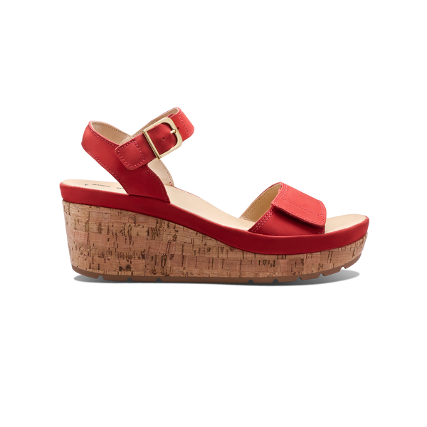 Women's Portola Two Strap Wedge | Red Nubuck – Samuel Hubbard