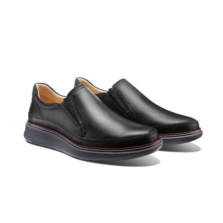 Rafael Men's Hybrid Leather Slip-Ons Black Leather on Gray Sole pair