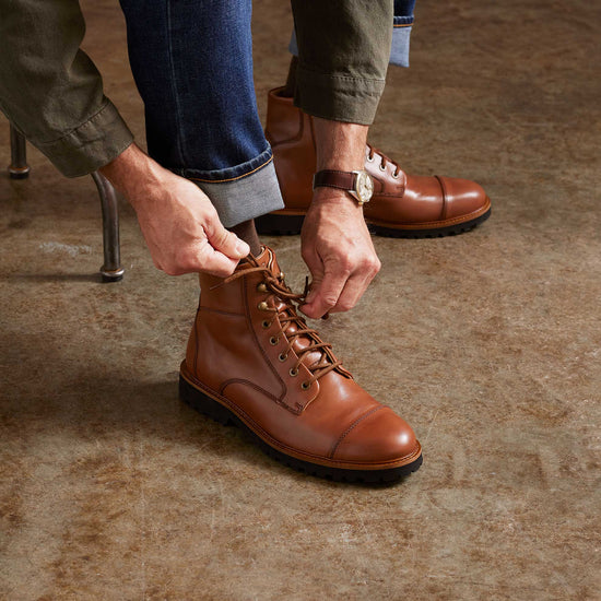 Uptown Maverick | Men's Leather Side Zip Boots | Whiskey Tan