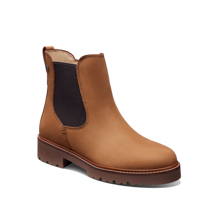Van Ness Women s Leather Chelsea Lug Sole Boot Tan Nubuck