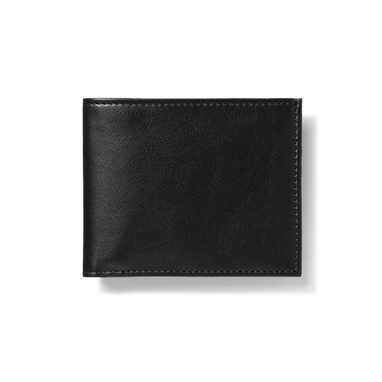 Slim Bifold Wallet Black Leather Closed