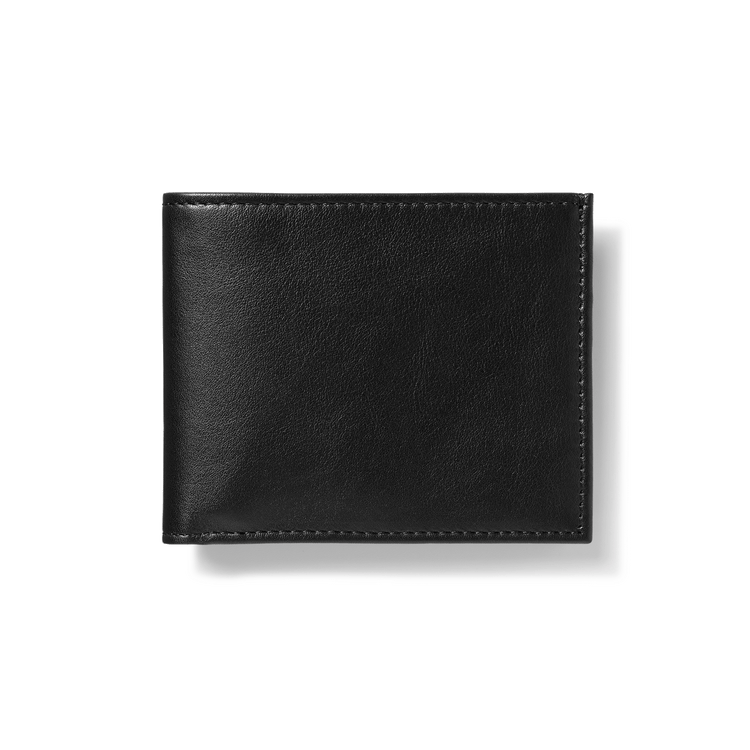 Slim Bifold Wallet Black Leather Closed