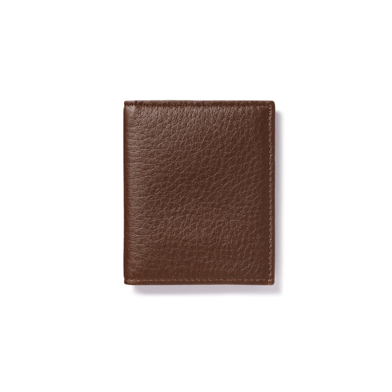 Compact Bifold Wallet Espresso Brown Leather Closed
