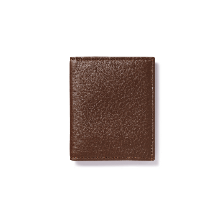 Compact Bifold Wallet Espresso Brown Leather Closed