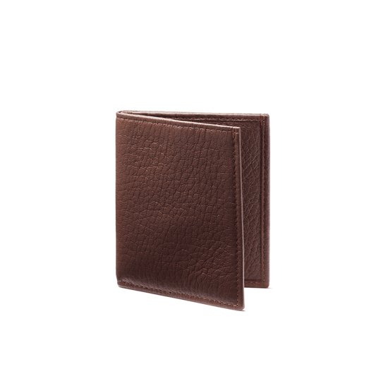 Compact Bifold Wallet Espresso Brown Leather Upright