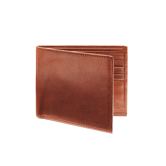 Slim Bifold Wallet Natural Tan Upright