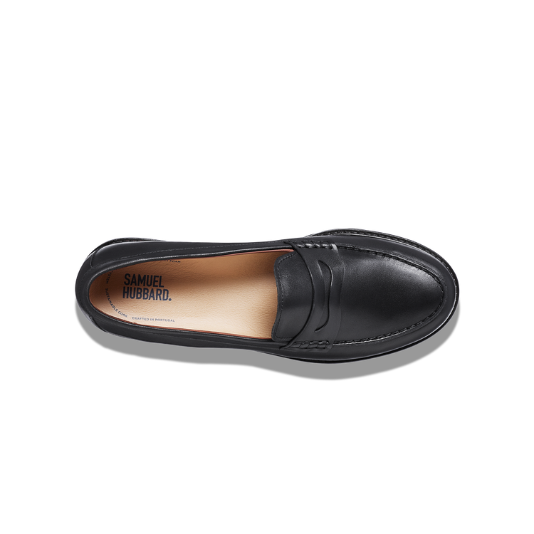 Tailored Traveler Classic Penny Loafer Black Leather overhead