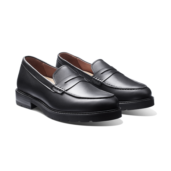 Tailored Traveler Classic Penny Loafer Black Leather pair