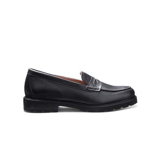 Tailored Traveler Classic Penny Loafer Black Leather profile