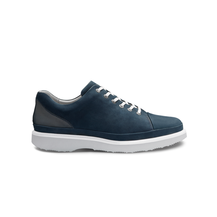 Hubbard Fast Navy Nubuck Walking Shoes profile with white laces