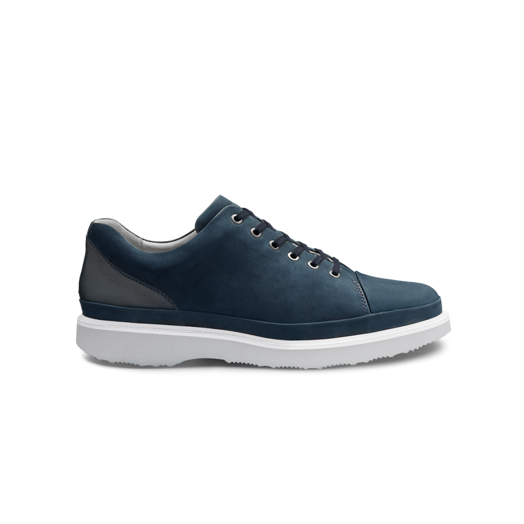 Hubbard Fast Navy Nubuck Walking Shoes profile with black laces