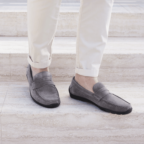 Free Spirit Men s Leather Drivers Gray Suede