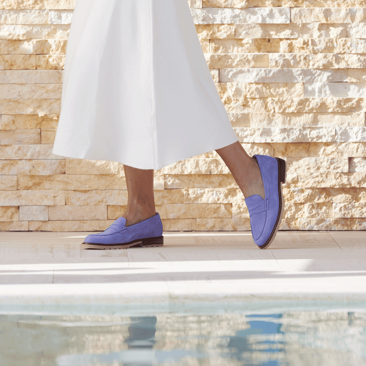 Tailored Traveler Classic Penny Loafer periwinkle suede