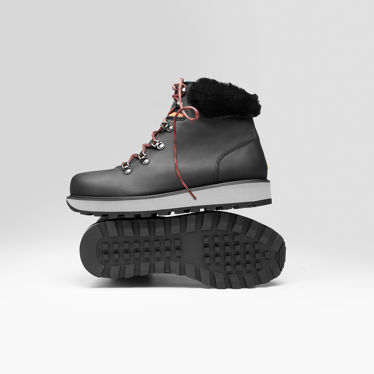 Shear Alpine Women s Shearling Winter Boots Black Nubuck