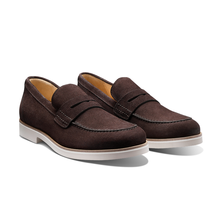 Tailored Traveler Classic Penny Loafer coffee bean suede